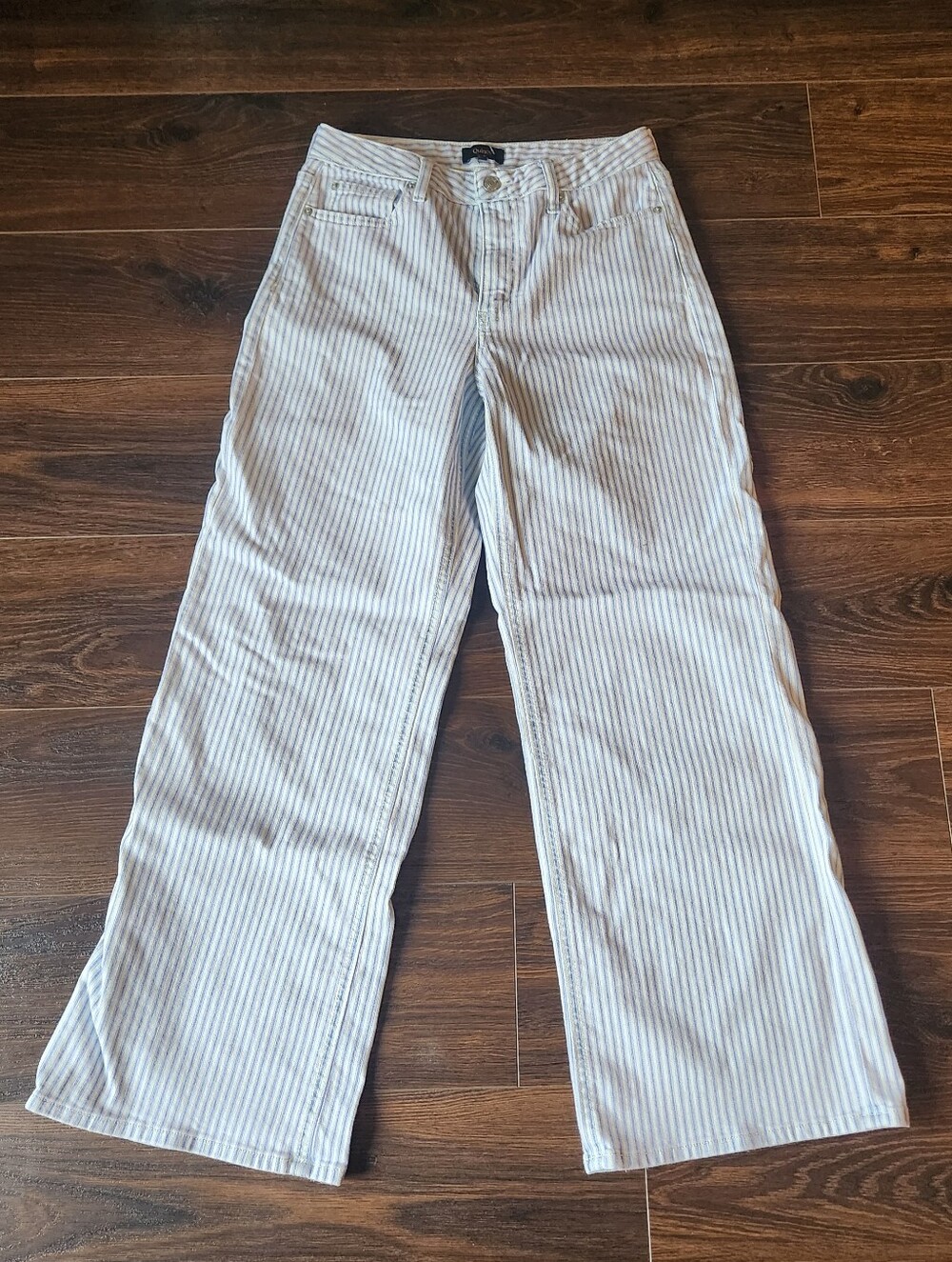 Quince Striped Wide-Leg Women’s Jeans - White & Light Blue